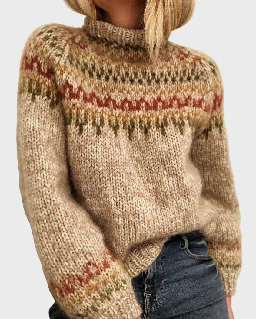 Jersey de punto de cuello alto con cuello redondo