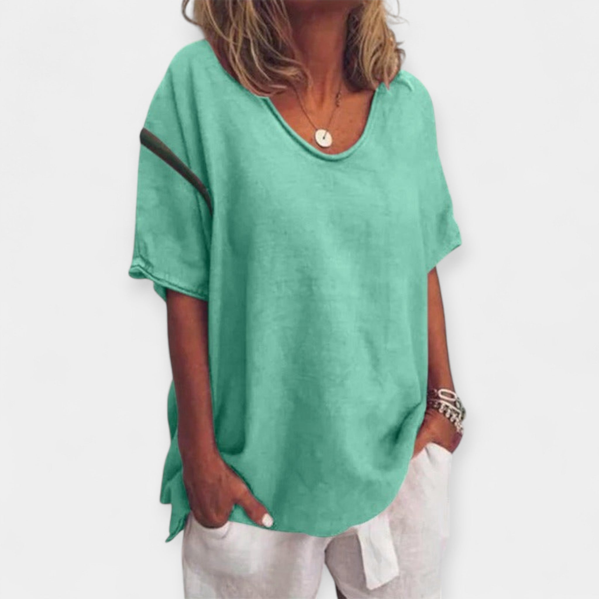 Blusa Básica con Escote en V