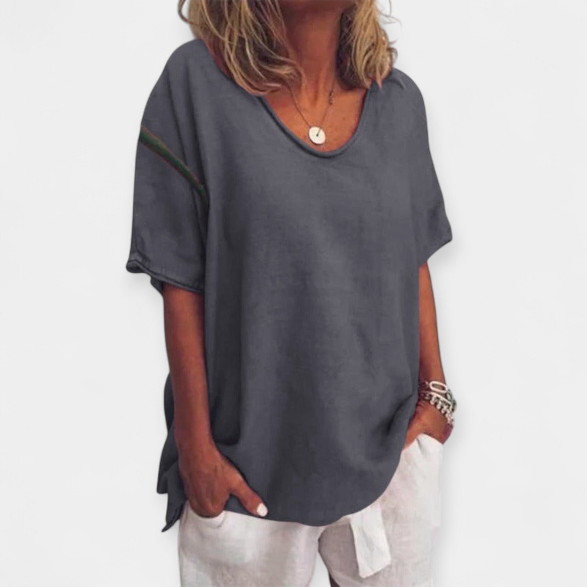 Blusa Básica con Escote en V