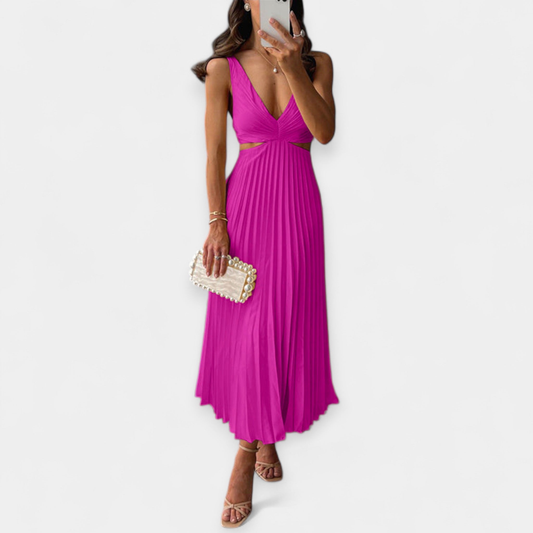 Vestido largo plisado