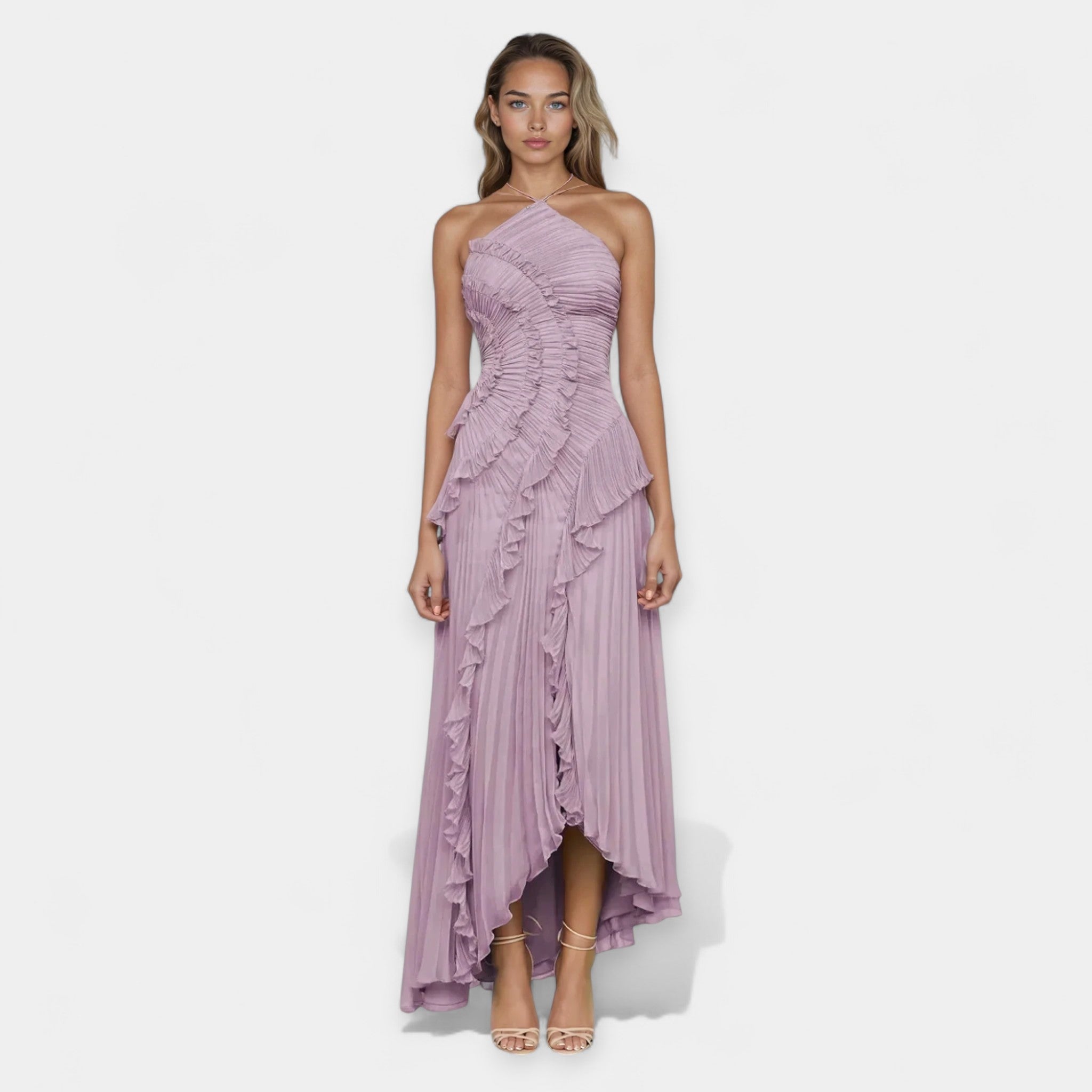 Vestido Lilas con Volantes