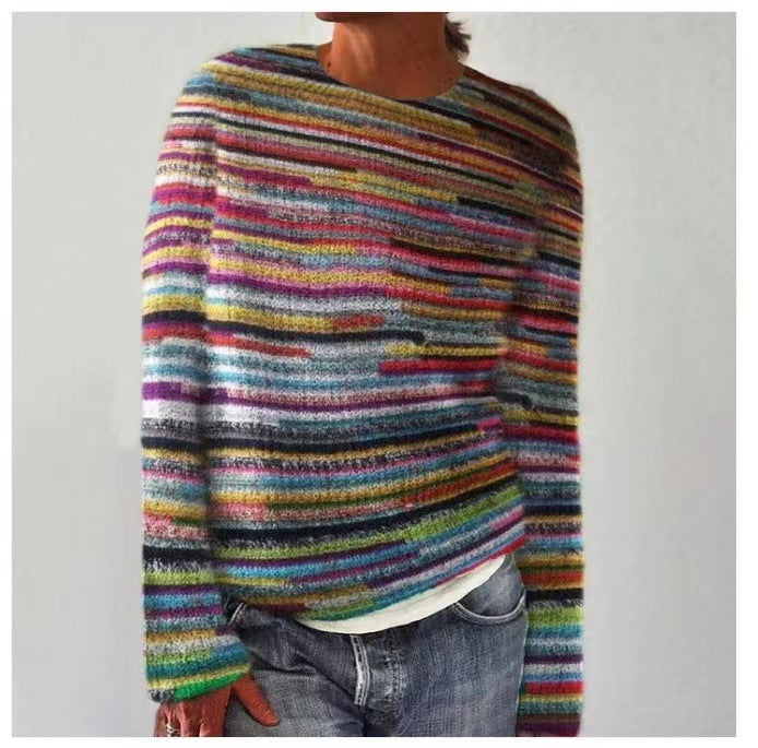 Suéter de punto con estampado de rayas