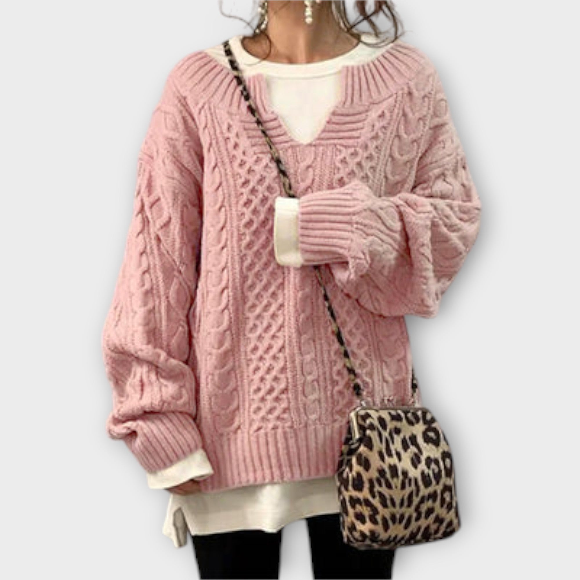 Lily - Suéter de punto oversize con diseño trenzado