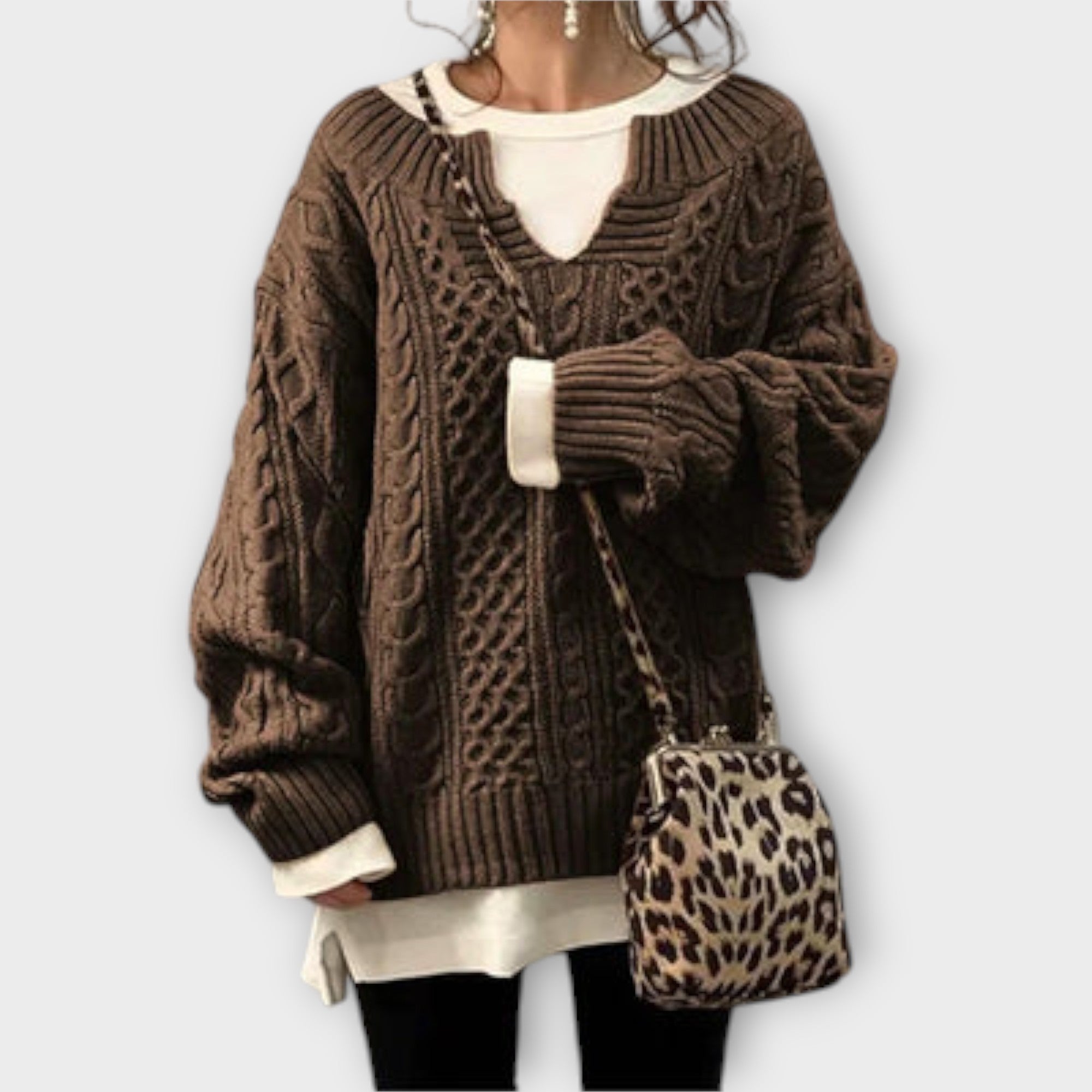 Lily - Suéter de punto oversize con diseño trenzado