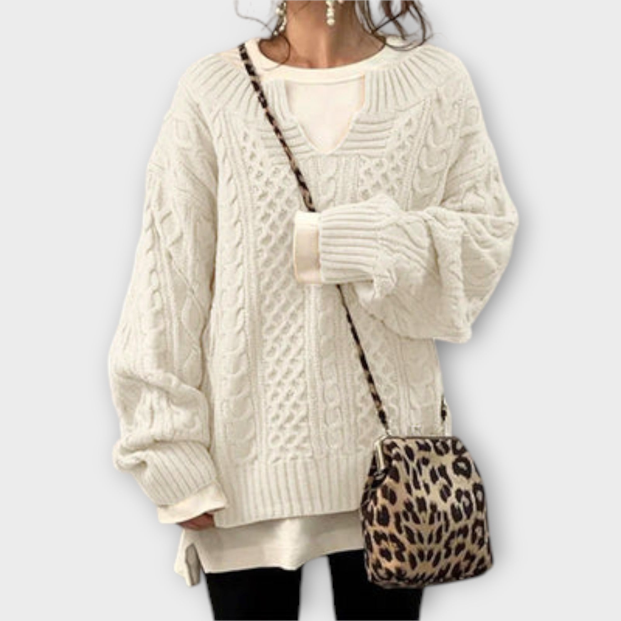 Lily - Suéter de punto oversize con diseño trenzado