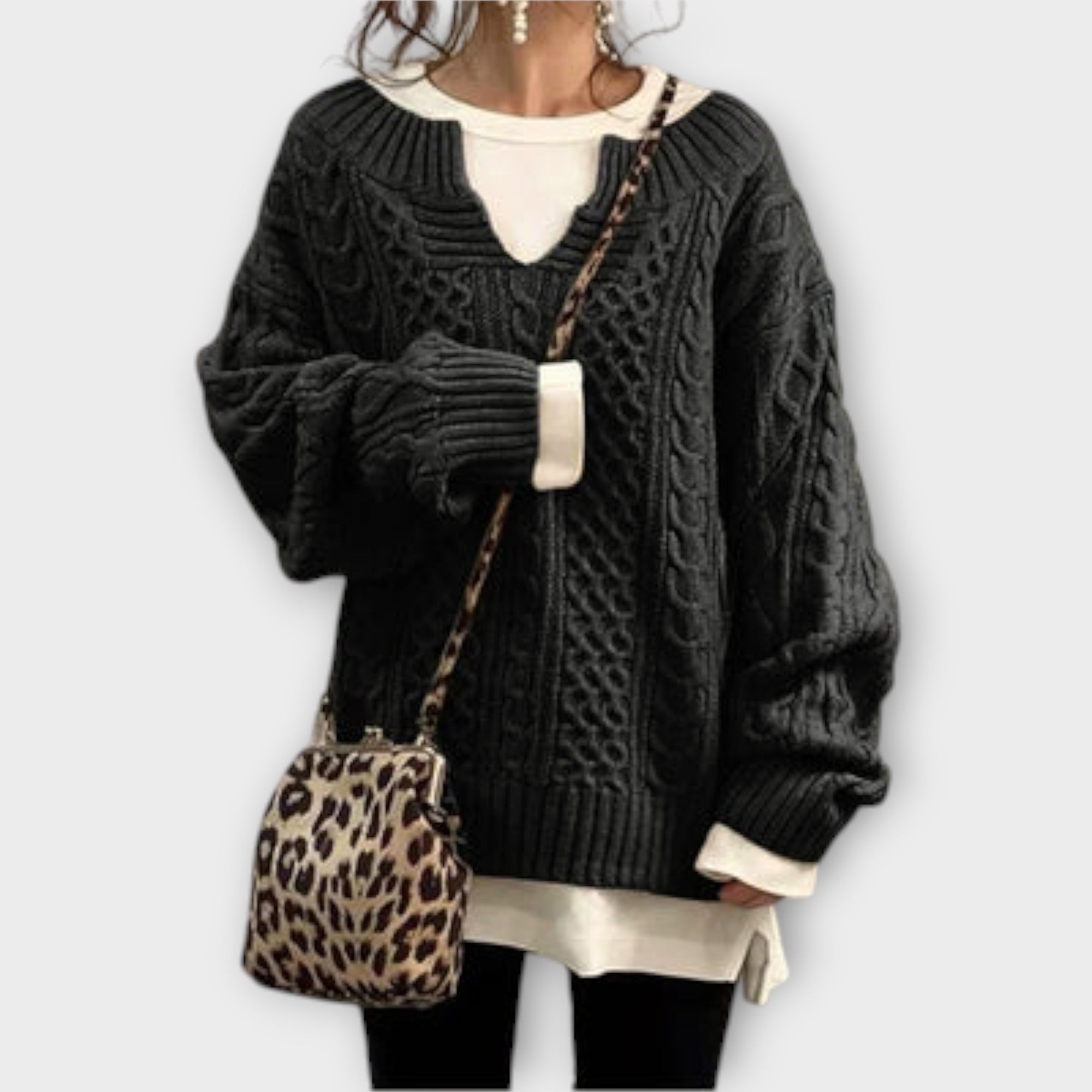 Lily - Suéter de punto oversize con diseño trenzado