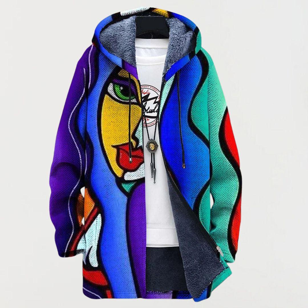 Cárdigan con arte de colores