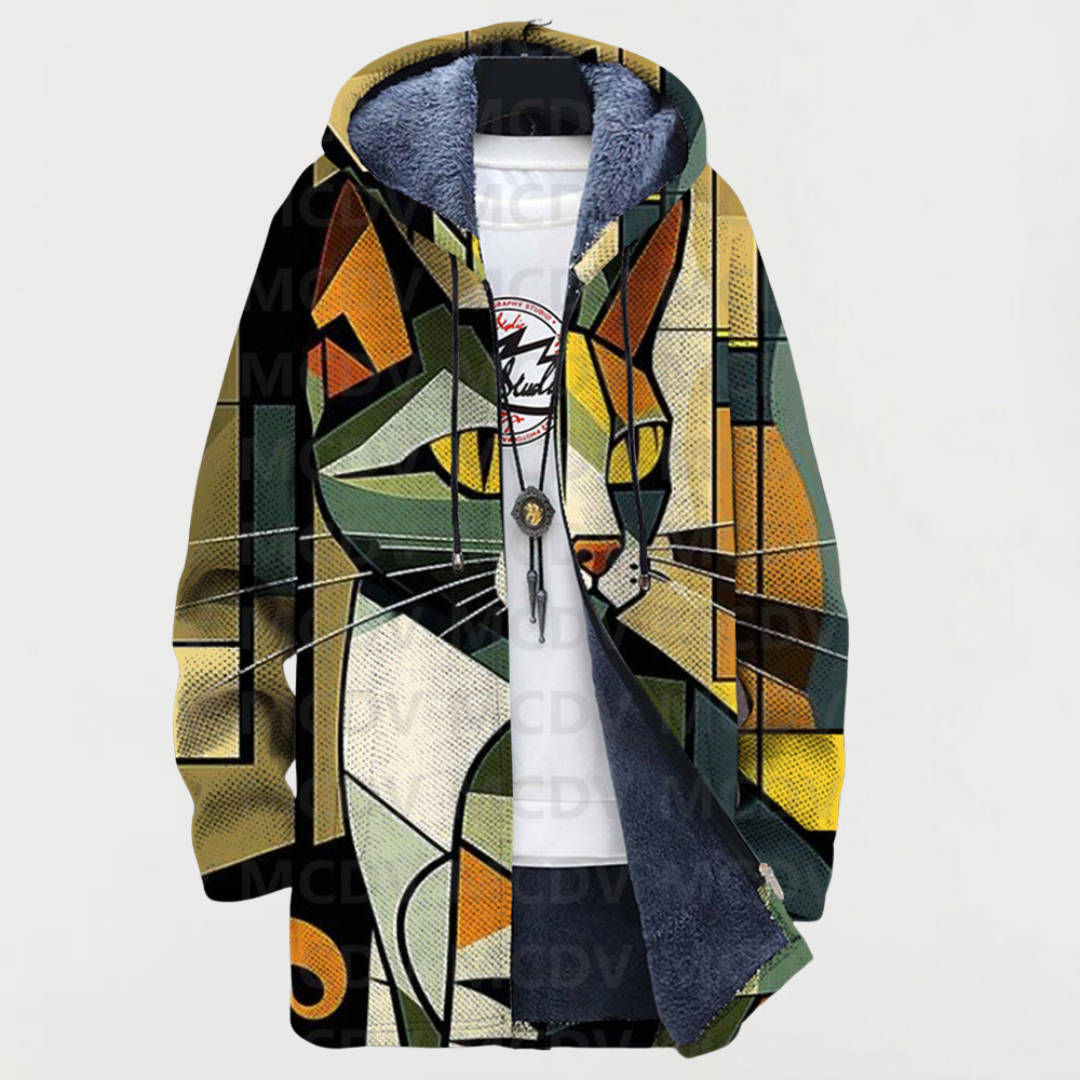 Cárdigan con estampado geométrico para gatos