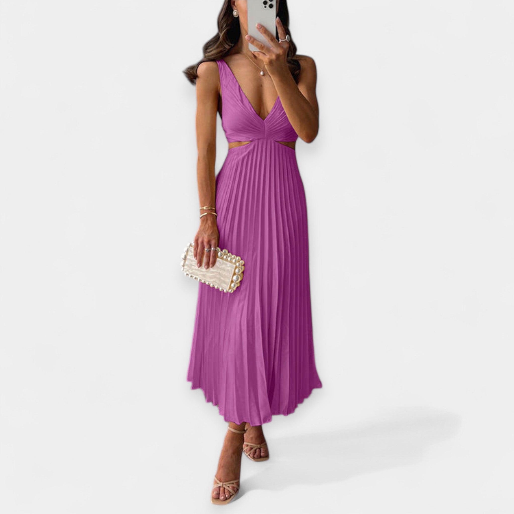 Vestido largo plisado
