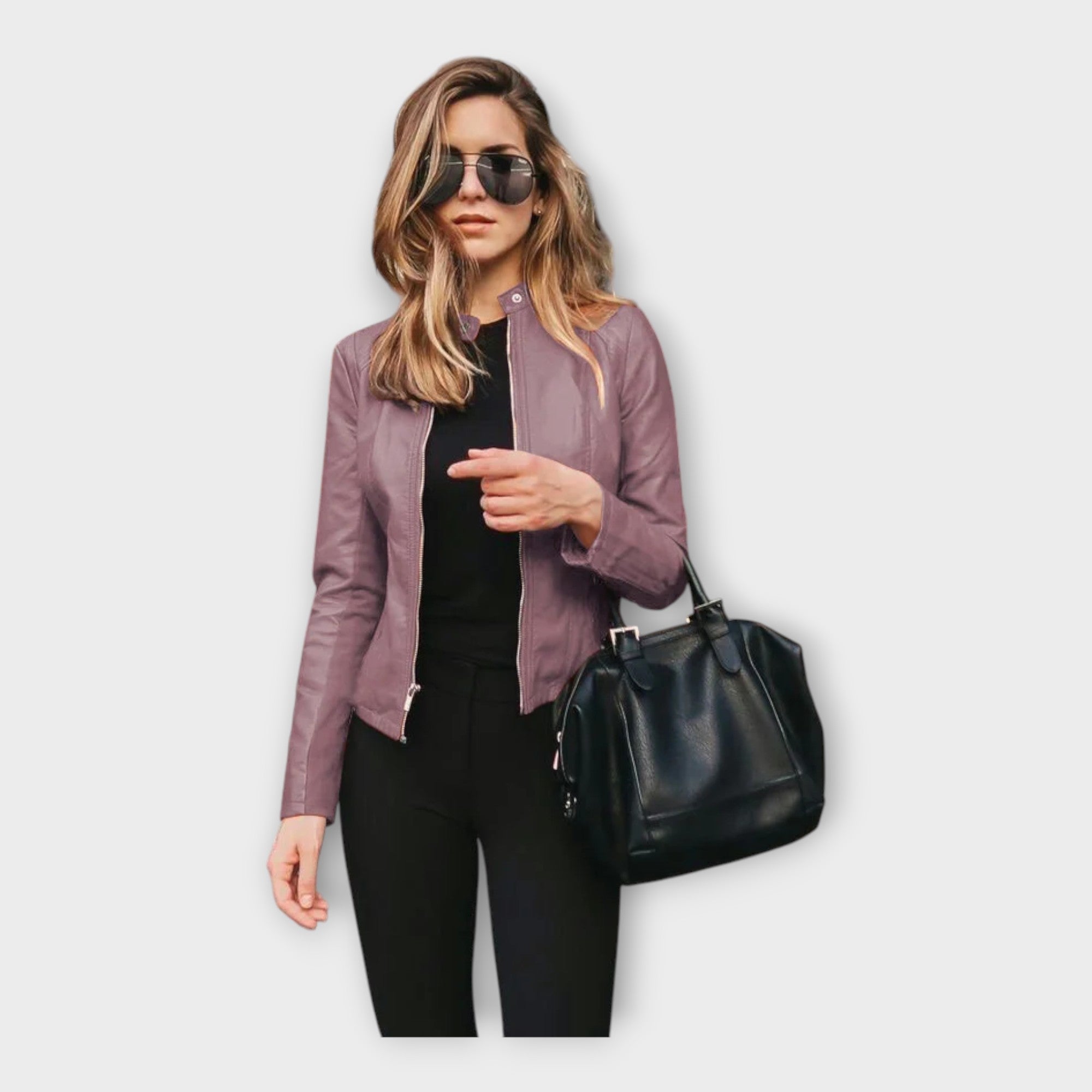 Chaqueta de cuero con línea moderna
