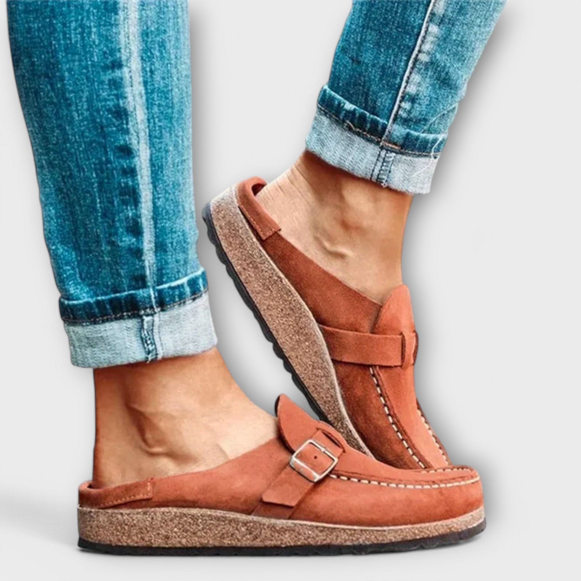 Mocasines ortopédicos para mujer con cierre decorativo