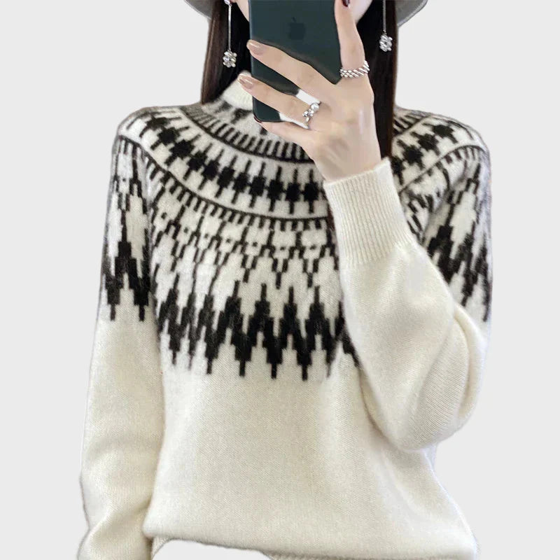 Cómodo jersey de cuello alto de punto