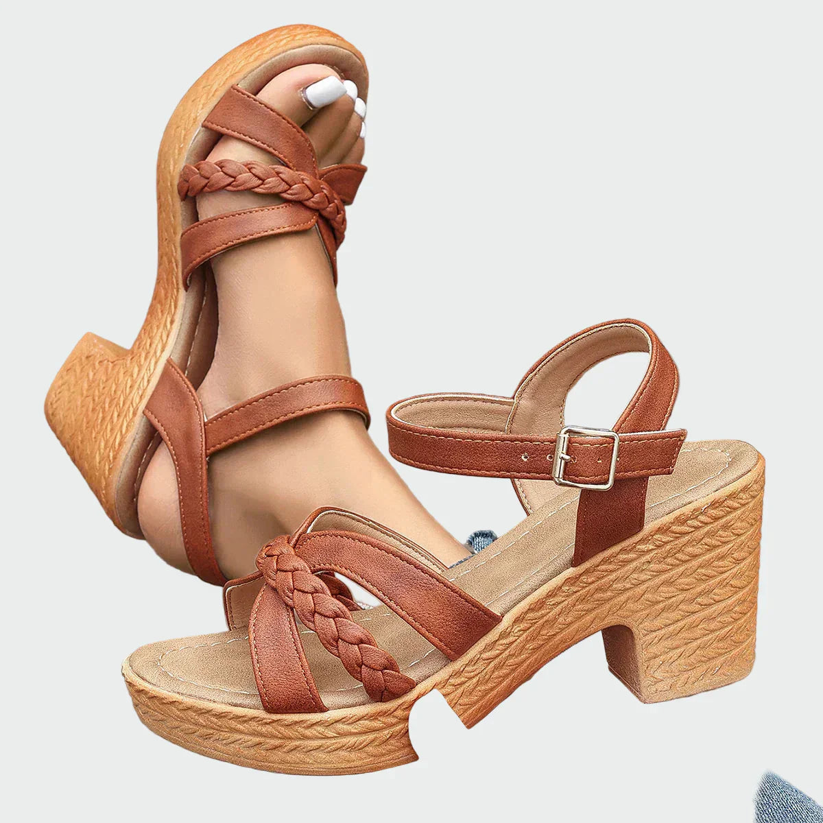 Sandalias con tacón de punto