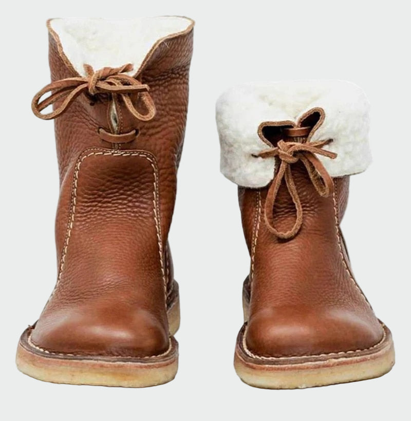 Botas de piel impermeables con forro de lana.