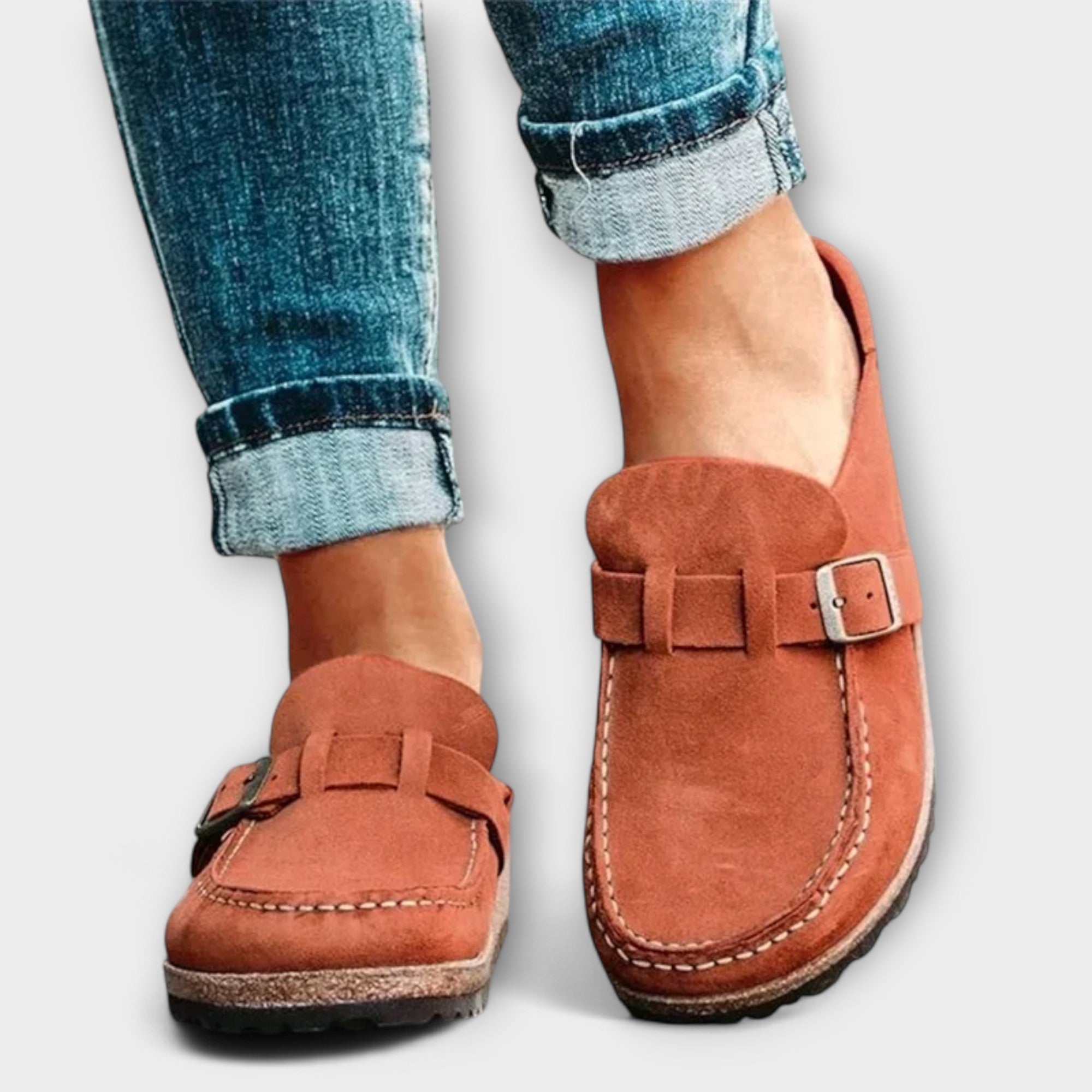 Mocasines ortopédicos para mujer con cierre decorativo