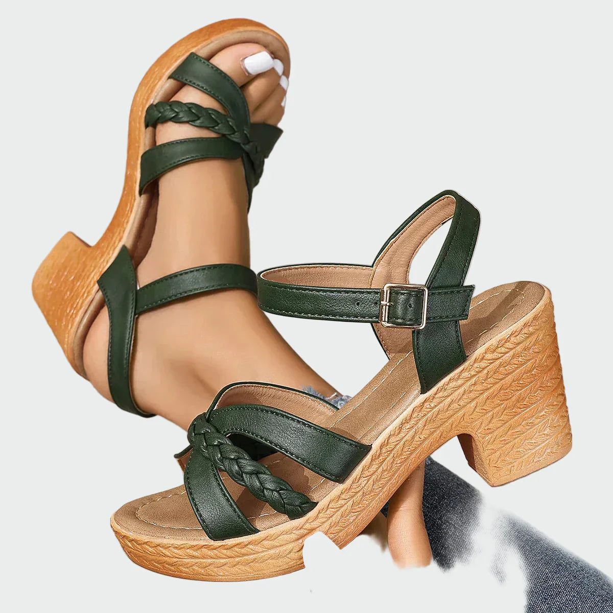 Sandalias con tacón de punto