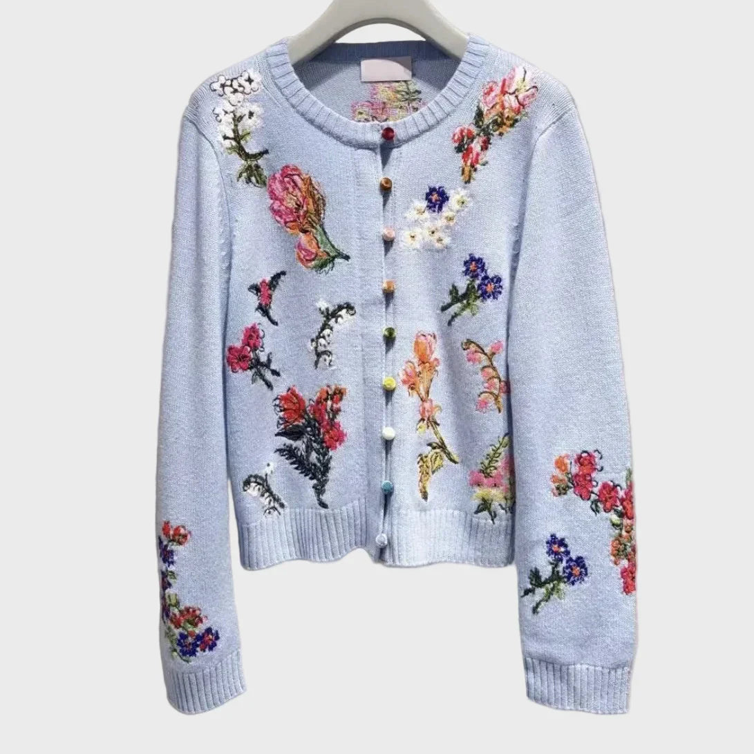 Elegante chaleco de punto con flores