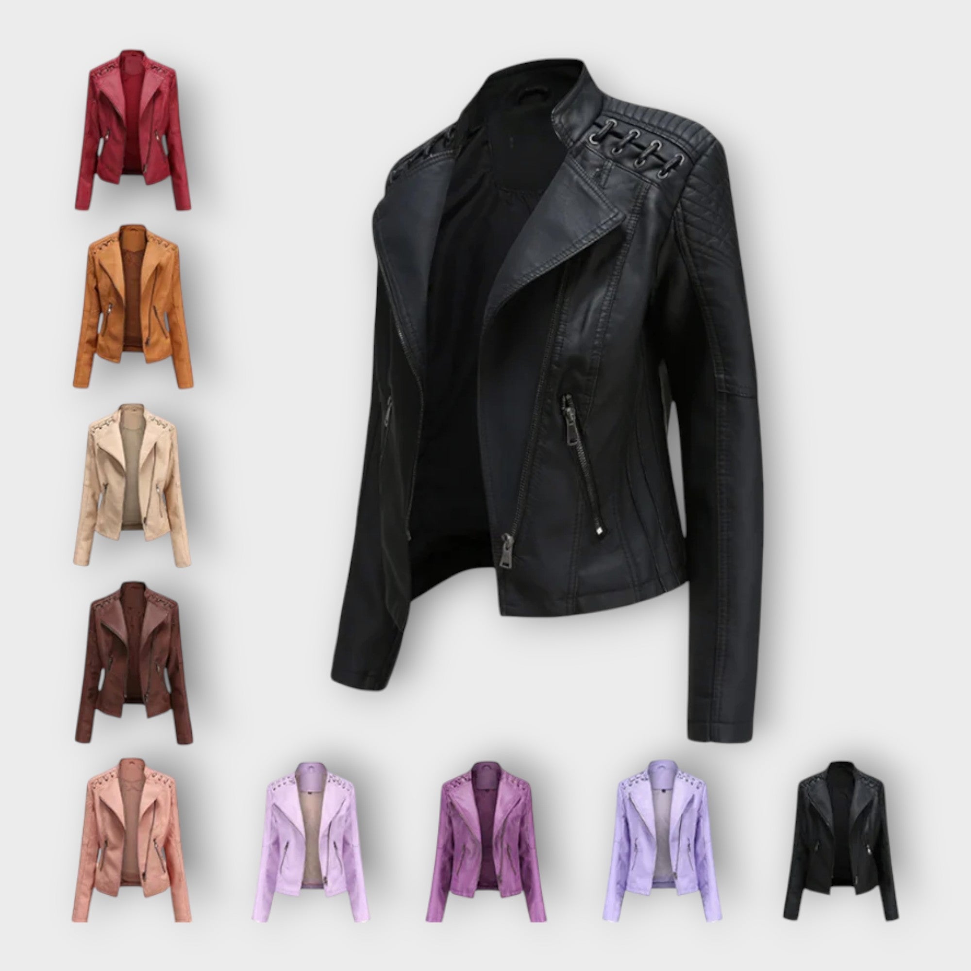 Chaqueta de cuero moderna con una línea elegante y un refinamiento atemporal