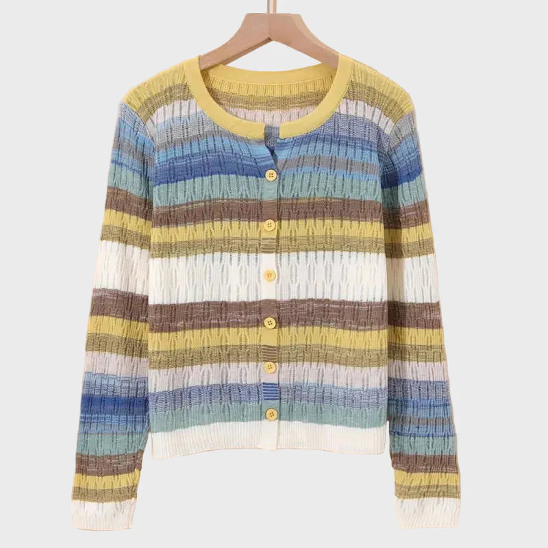Cárdigan de punto con estampado de rayas de inspiración retro