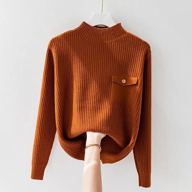 Elegante jersey de cuello alto de punto