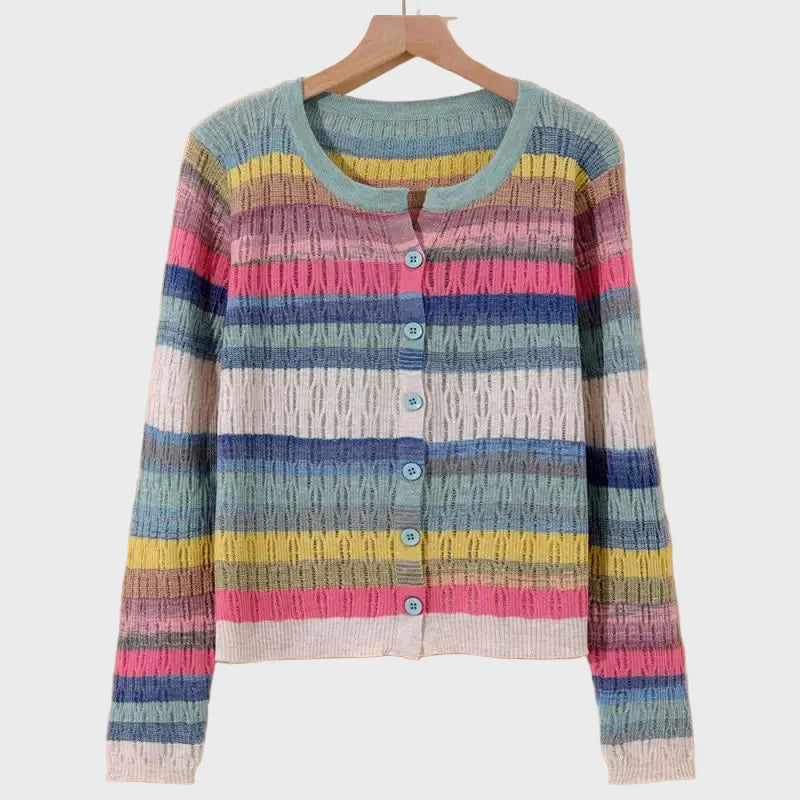 Cárdigan de punto con estampado de rayas de inspiración retro