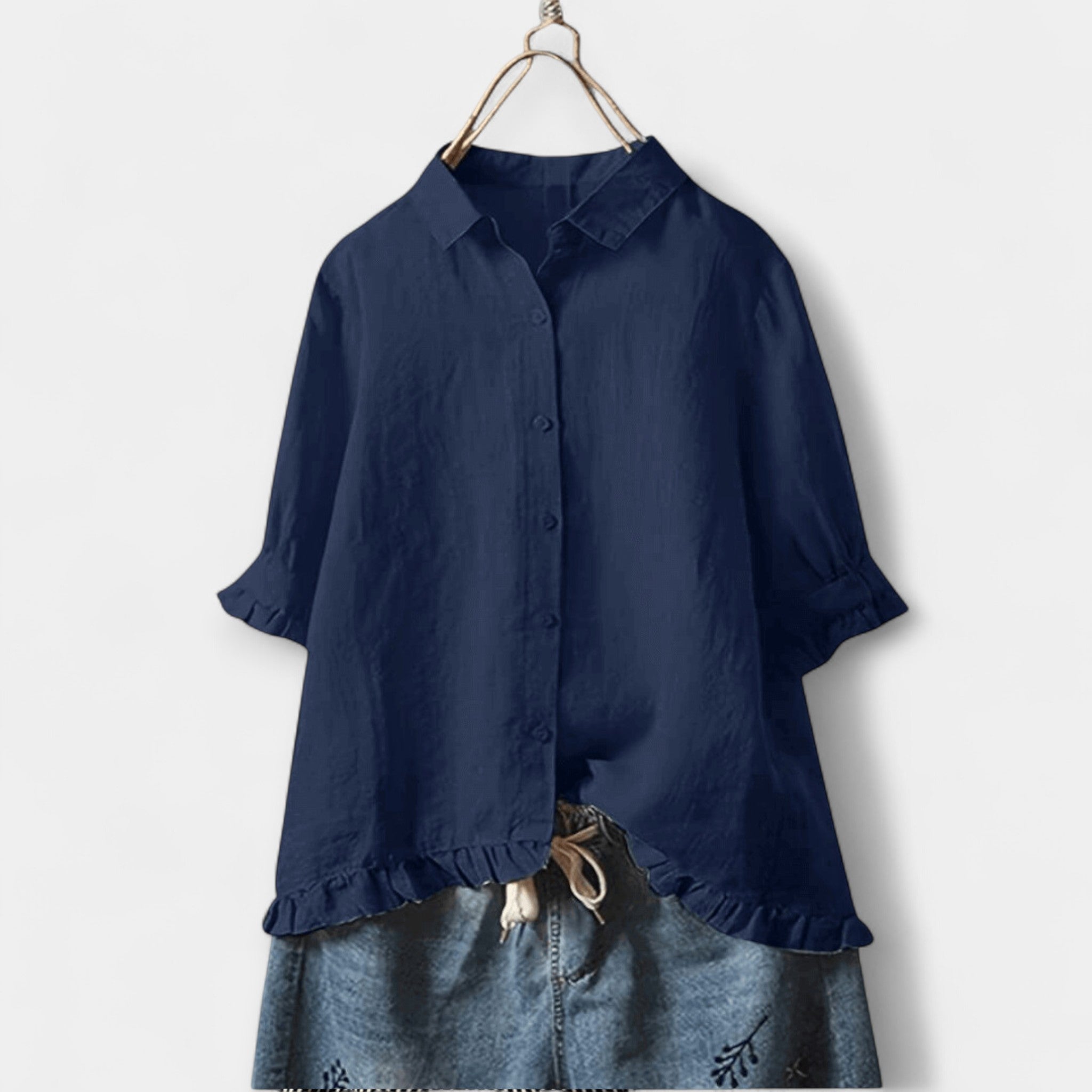 Camisa Clásica de Algodón y Lino