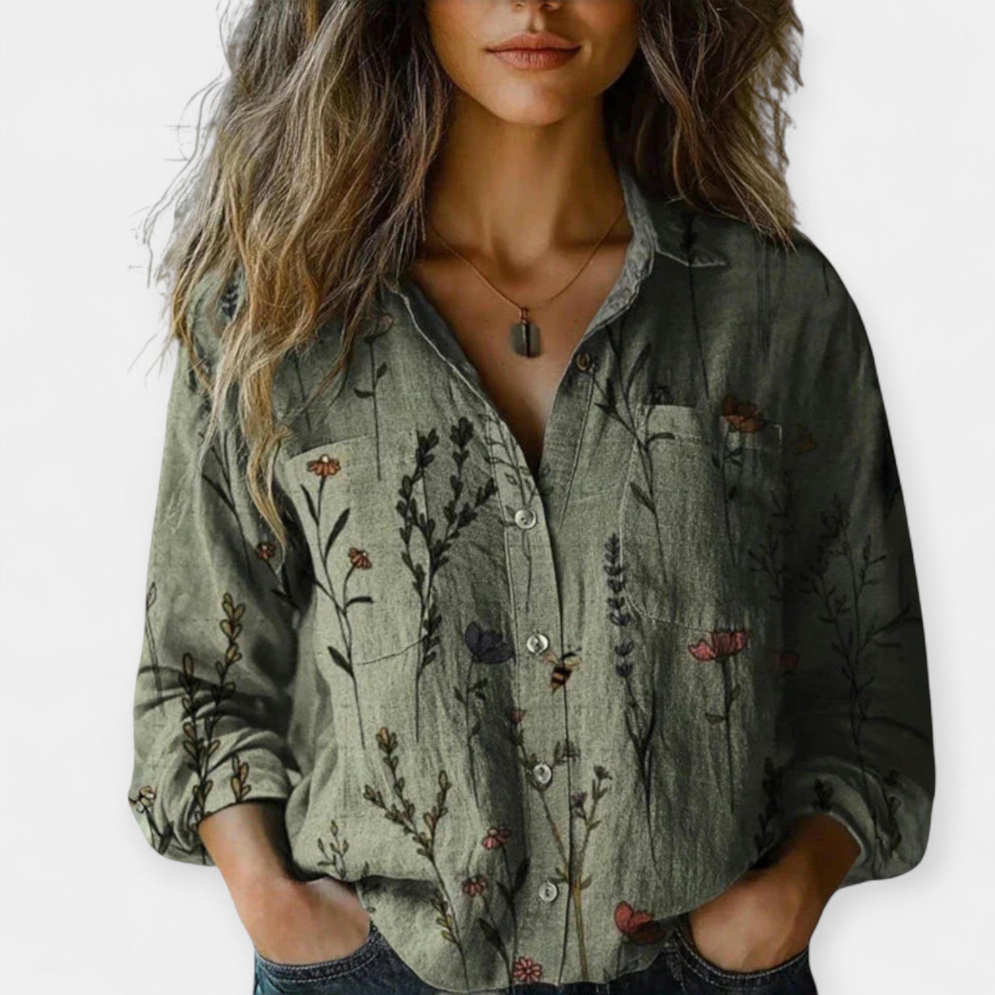 Blusa Étnica Vintage de Manga Larga