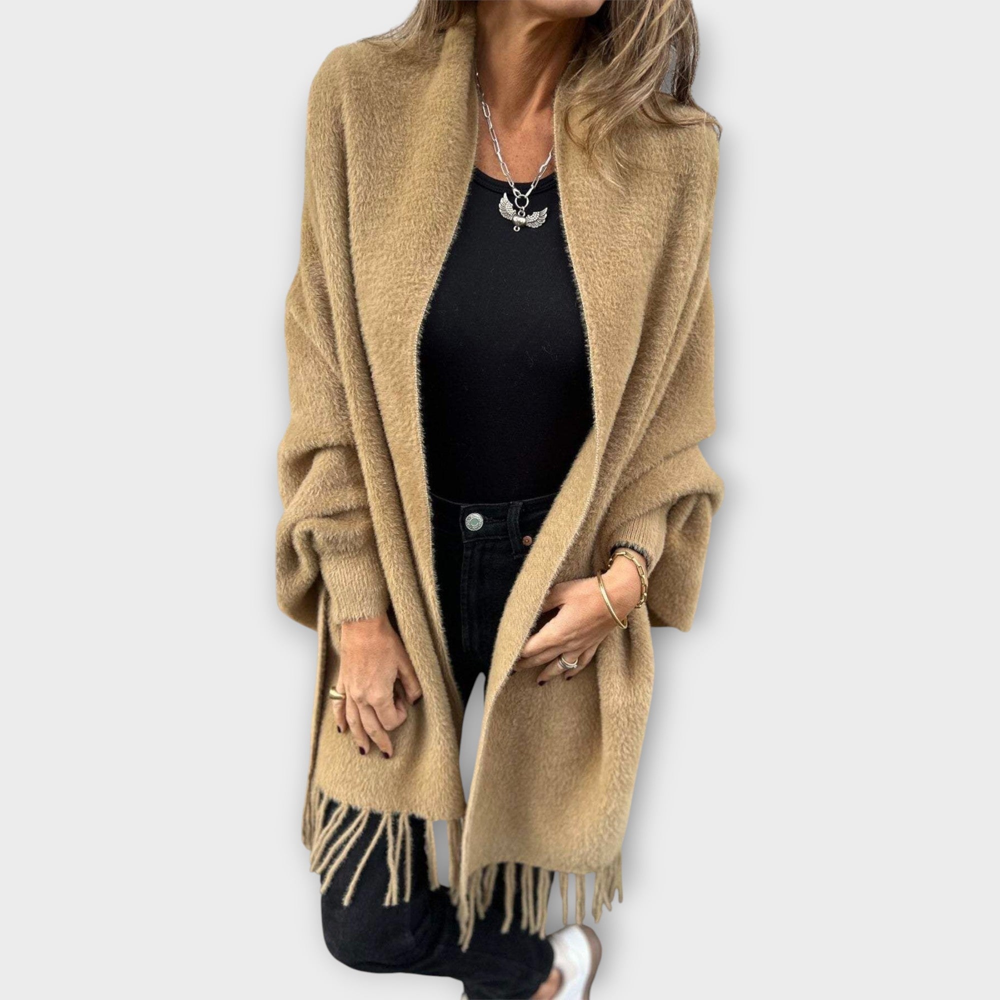 Chal de punto con crochet