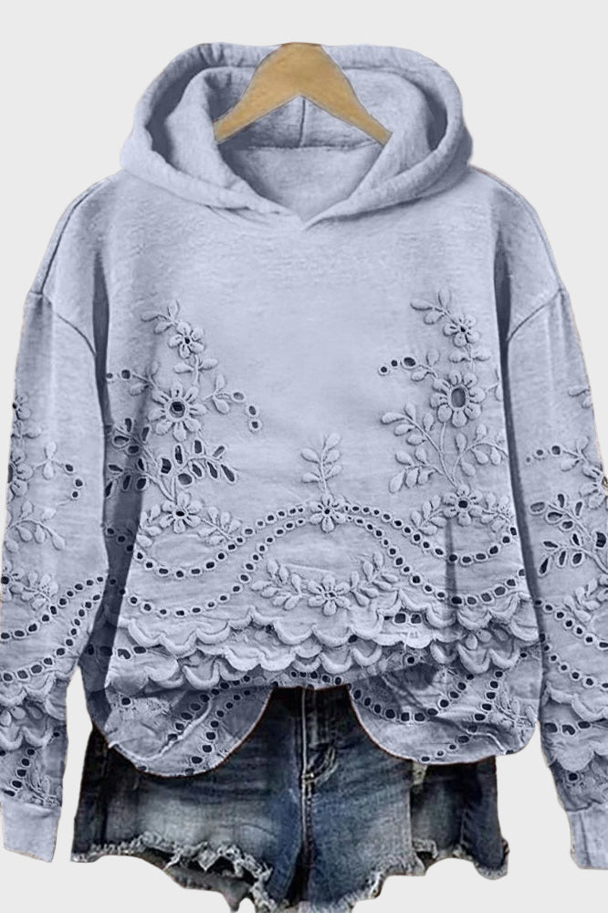Sudadera con capucha de encaje verde prado
