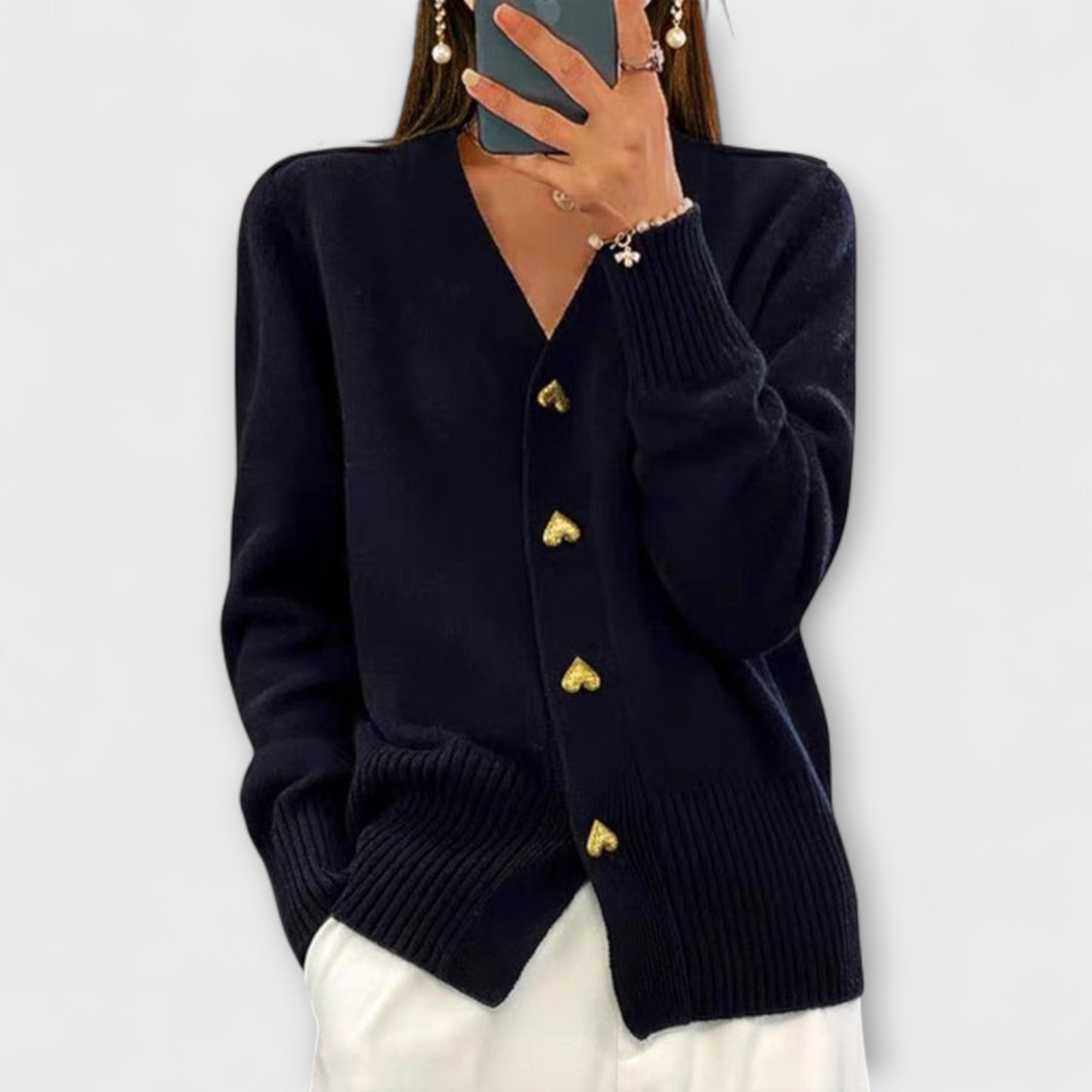 Marij – Suéter vintage con cuello en V para mujer