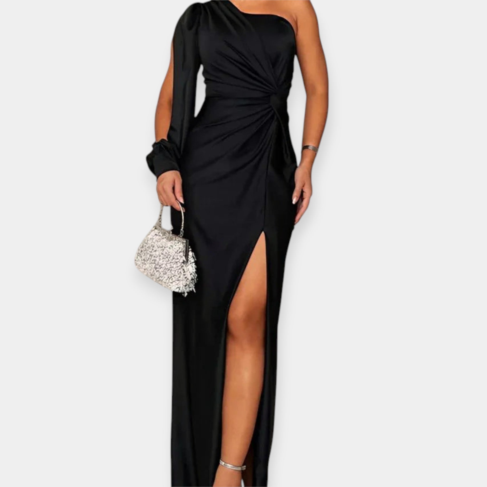 Vestido Maxi de un Hombro con Abertura