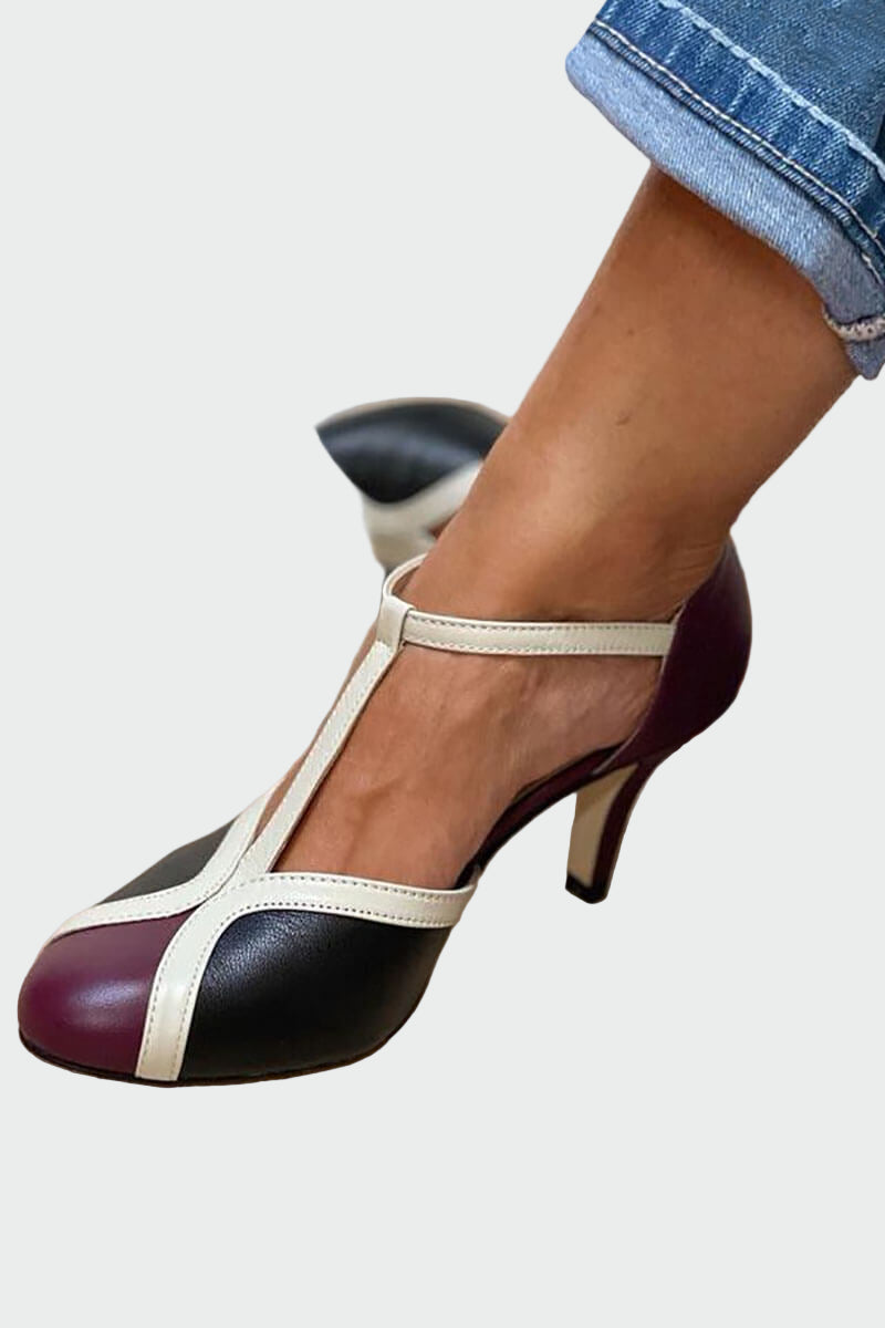 Tacones retro con tiras en T