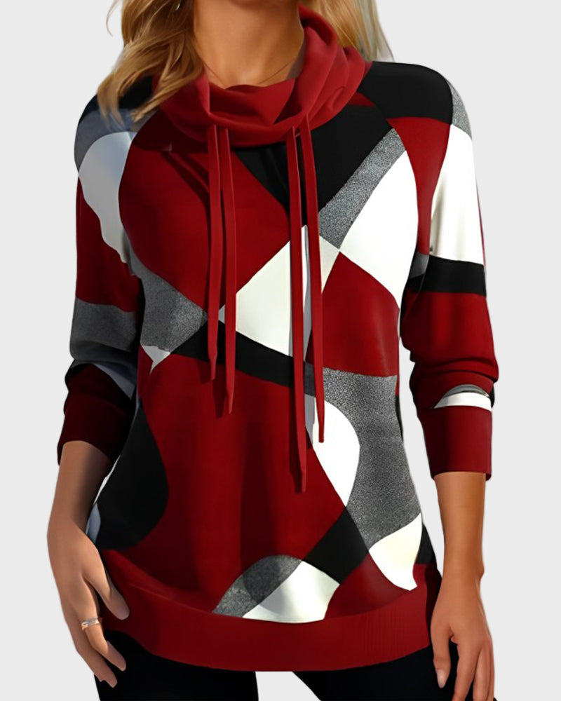 Sudadera de punto con diseño artístico y capucha