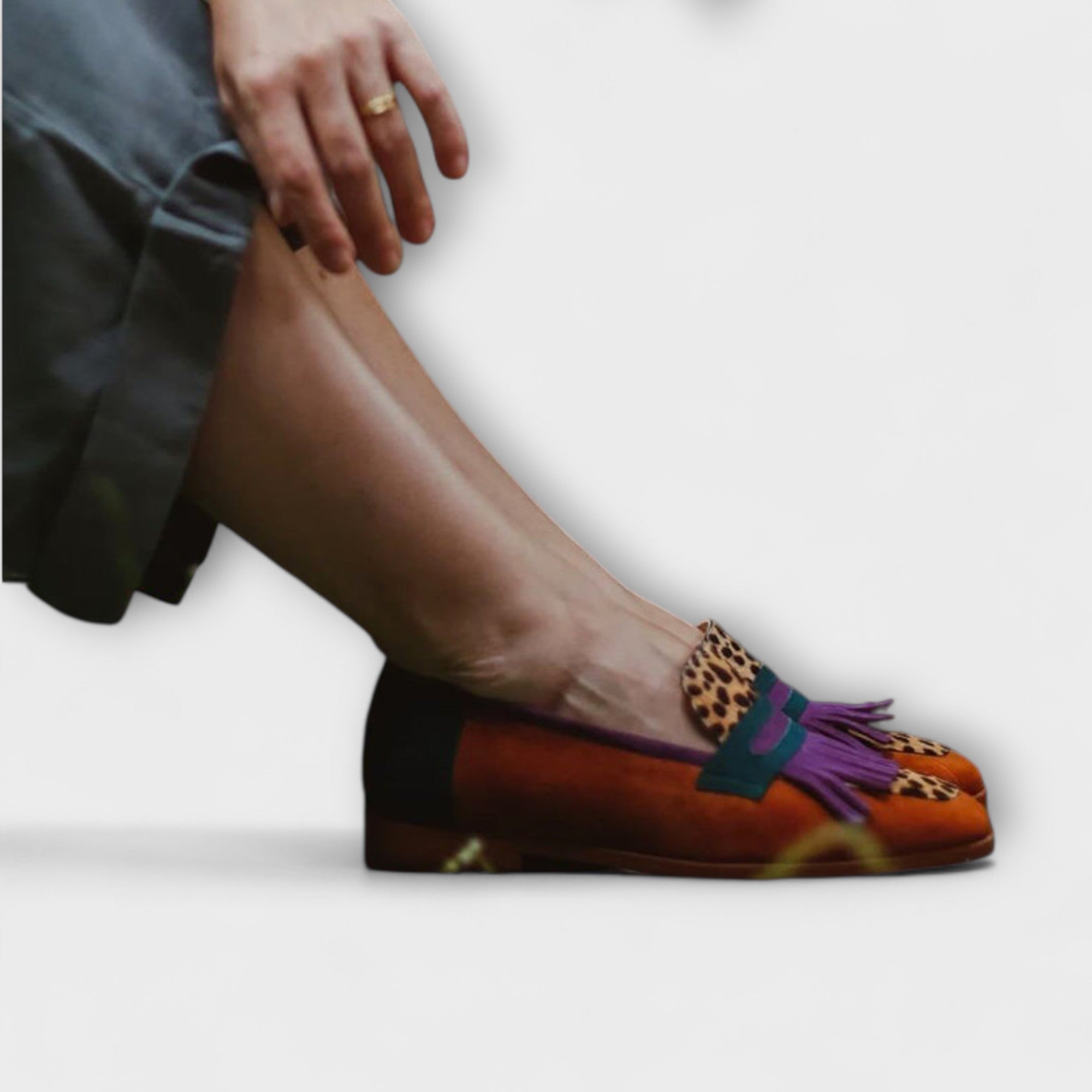 Fallon – Mocasín con estampado de leopardo marrón