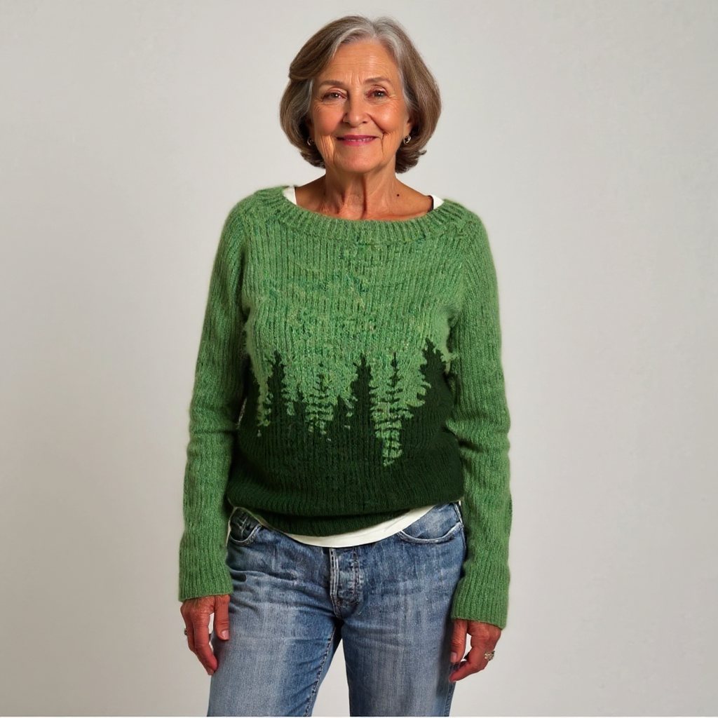Blusa de punto con estampado inspirado en la naturaleza
