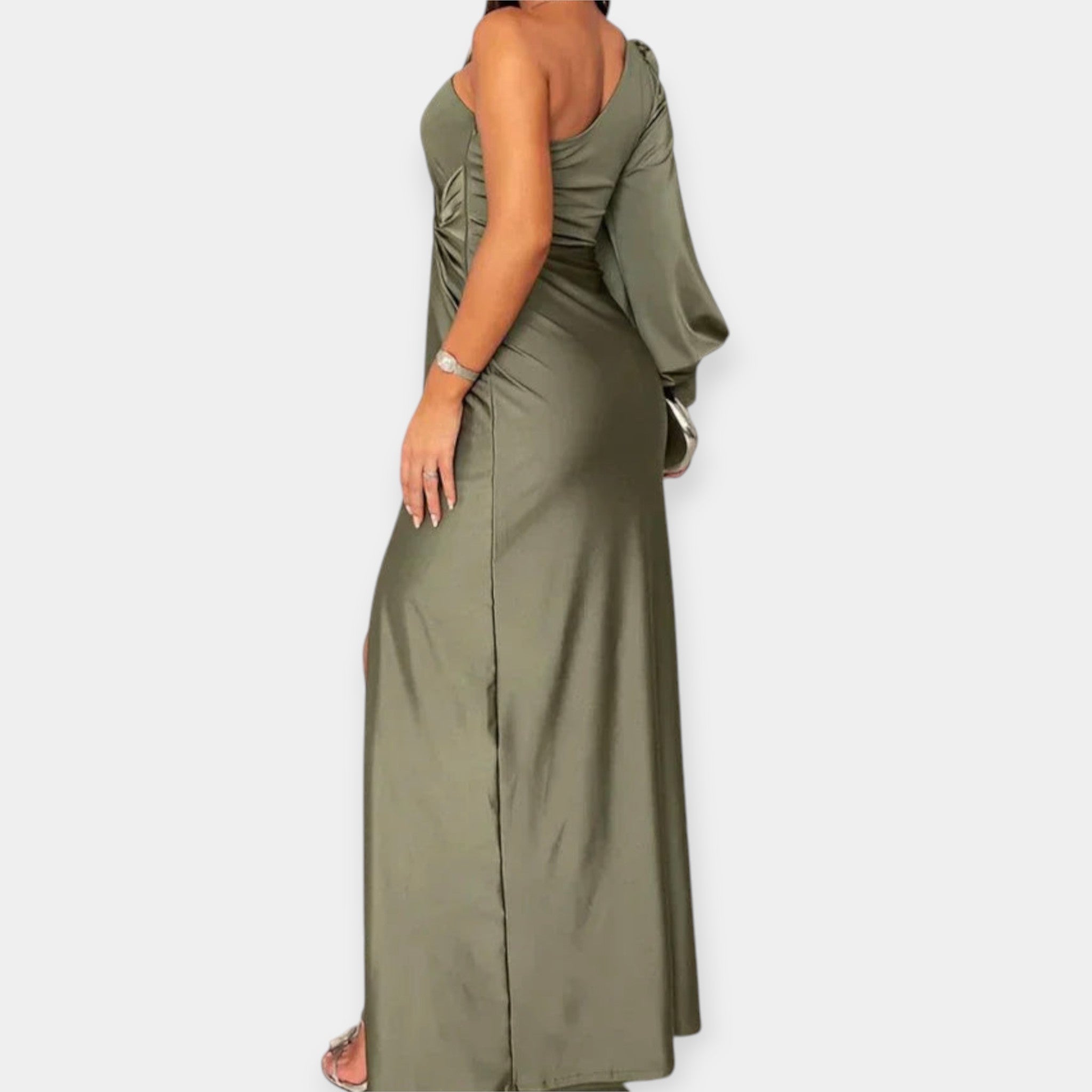 Vestido Maxi de un Hombro con Abertura