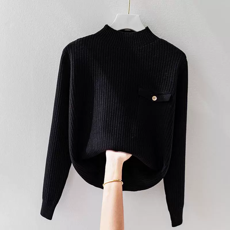 Elegante jersey de cuello alto de punto