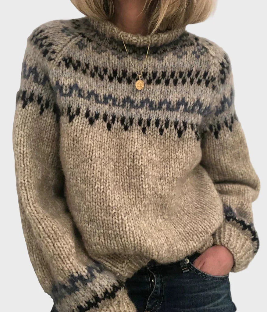 Jersey de punto de cuello alto con cuello redondo