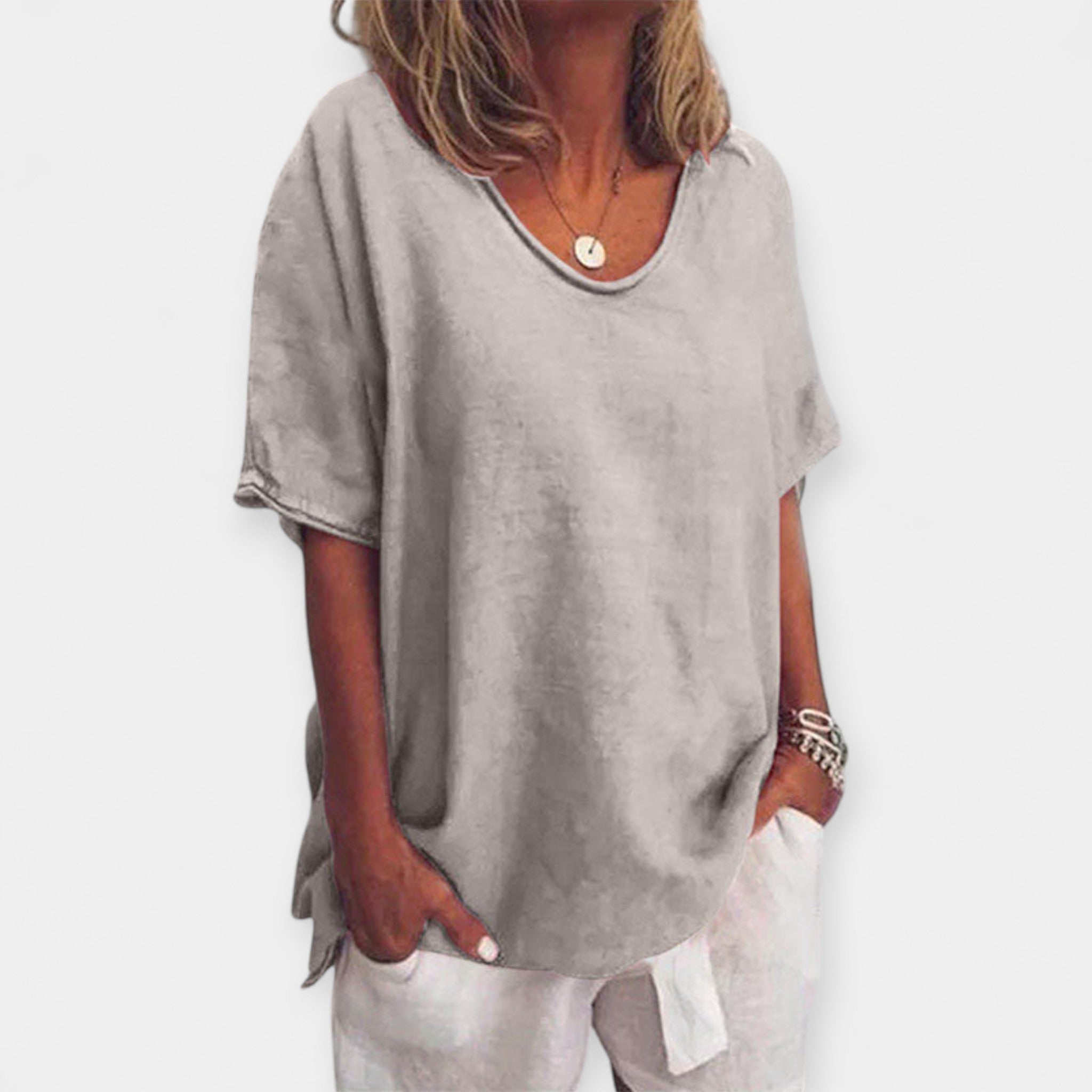 Blusa Básica con Escote en V