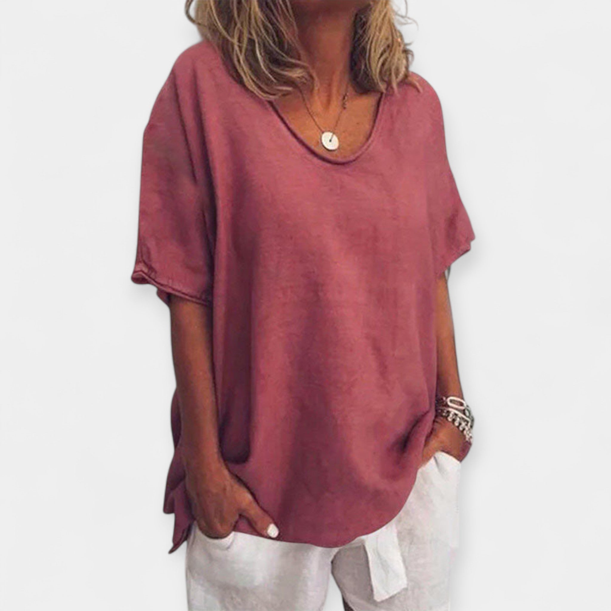 Blusa Básica con Escote en V