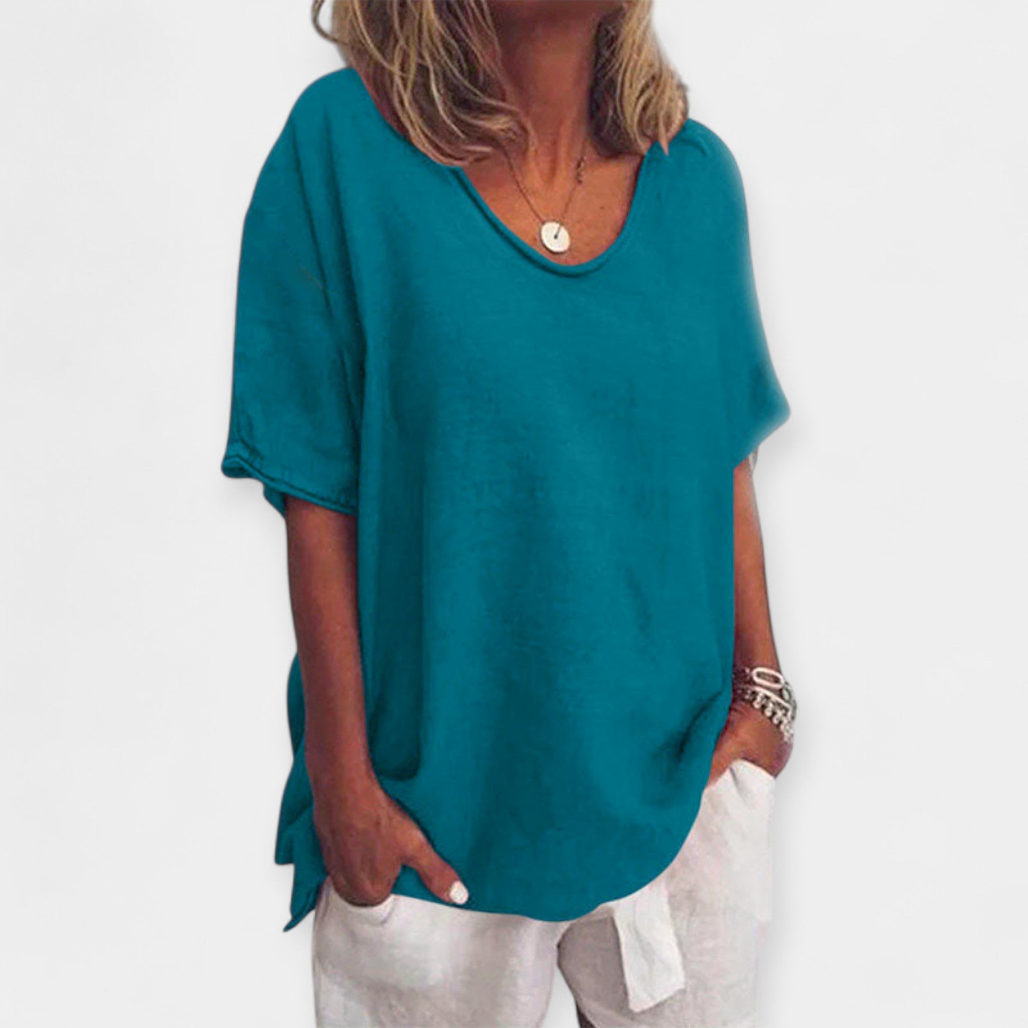 Blusa Básica con Escote en V
