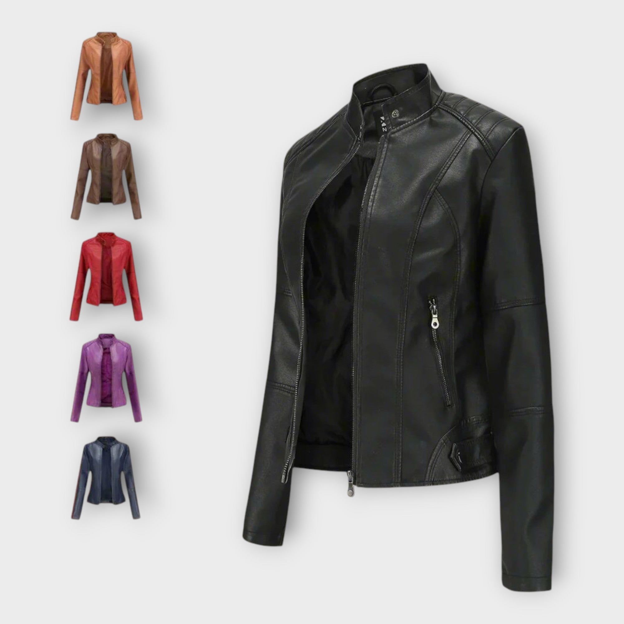 Elegante chaqueta de cuero de línea moderna y estilo atemporal