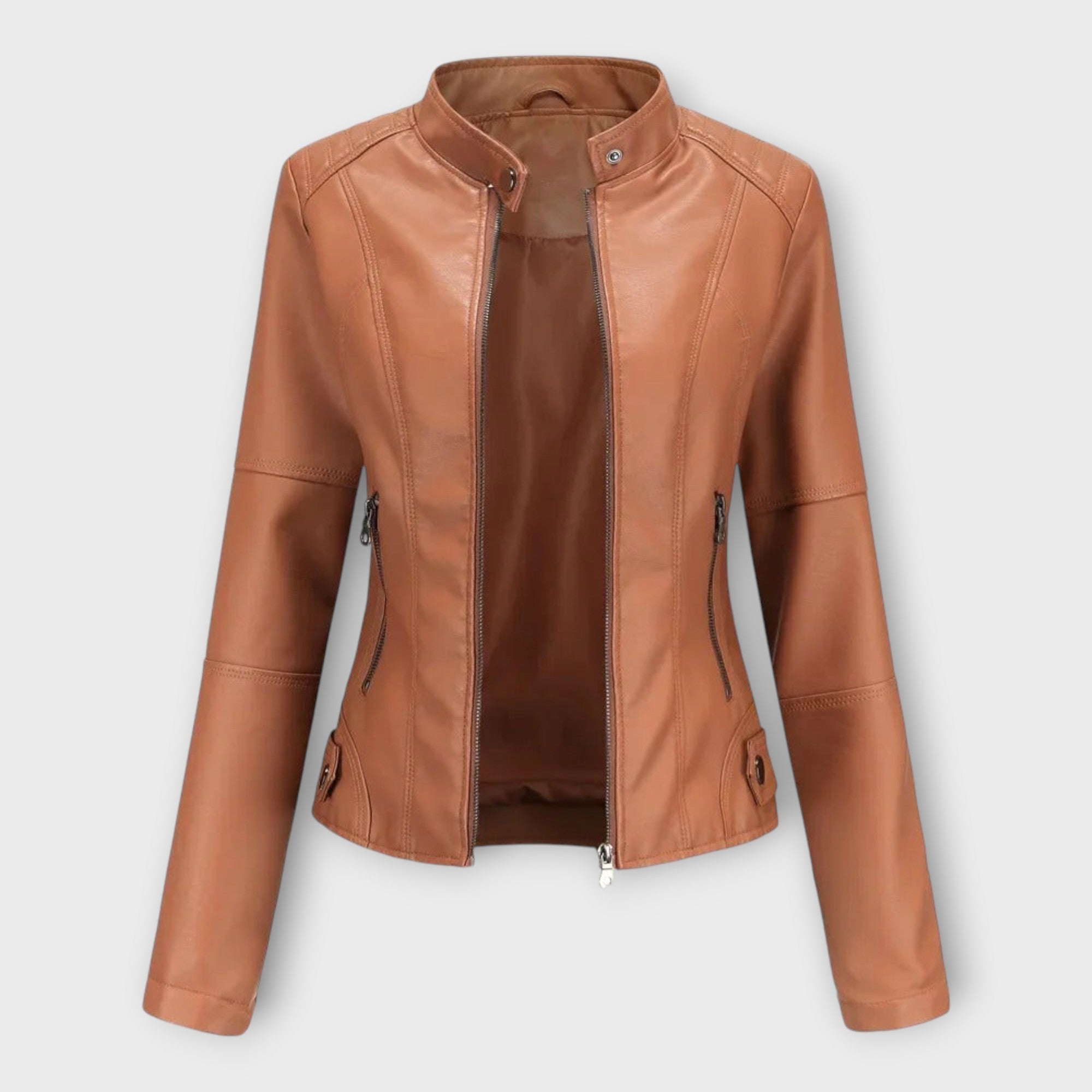 Elegante chaqueta de cuero de línea moderna y estilo atemporal